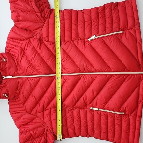 Michael Kors Women's Red Down Fill Quilted Puffer Hooded Winter Coat Size 1X - Picture 14 of 16